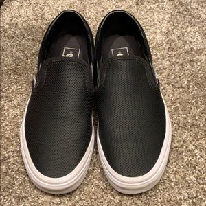 Vans Black Perforated Leather Slip-Ons